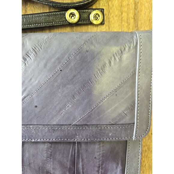 Vintage Eel Skin Gray Handbag Clutch‎ Crossbody w Detachable Strap Gray - Picture 3 of 12